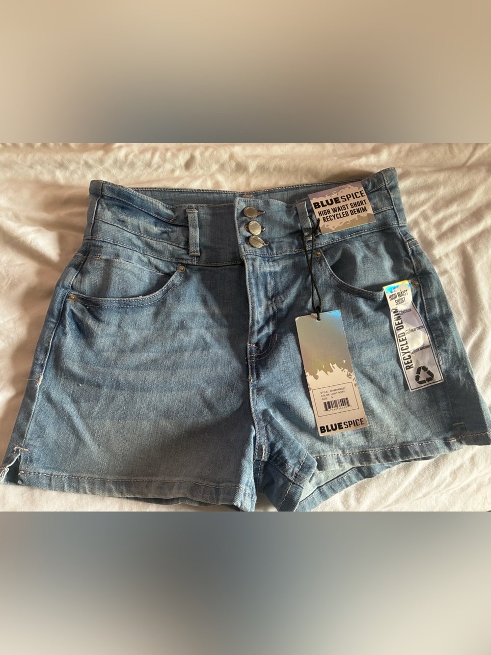 Blue Spice Light Blue High-Rise Denim Shorts